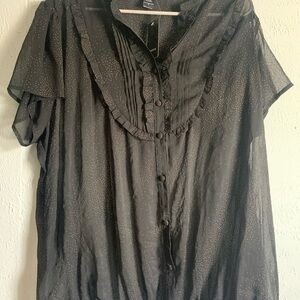 Torrid Black Sheer Blouse with Button Detail